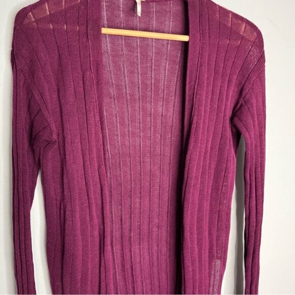 Free People Ribby Rib Open Front Cardigan Duster Linen Blend, size XS - Picture 5 of 13
